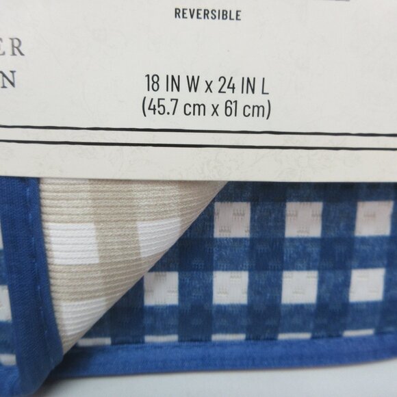 Pioneer Woman Gingham Checkered Reversible Dish Drying Mat, 18" x 24" Blue Beige - Picture 4 of 7